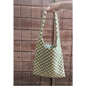 Handmade crochet checkered bag!